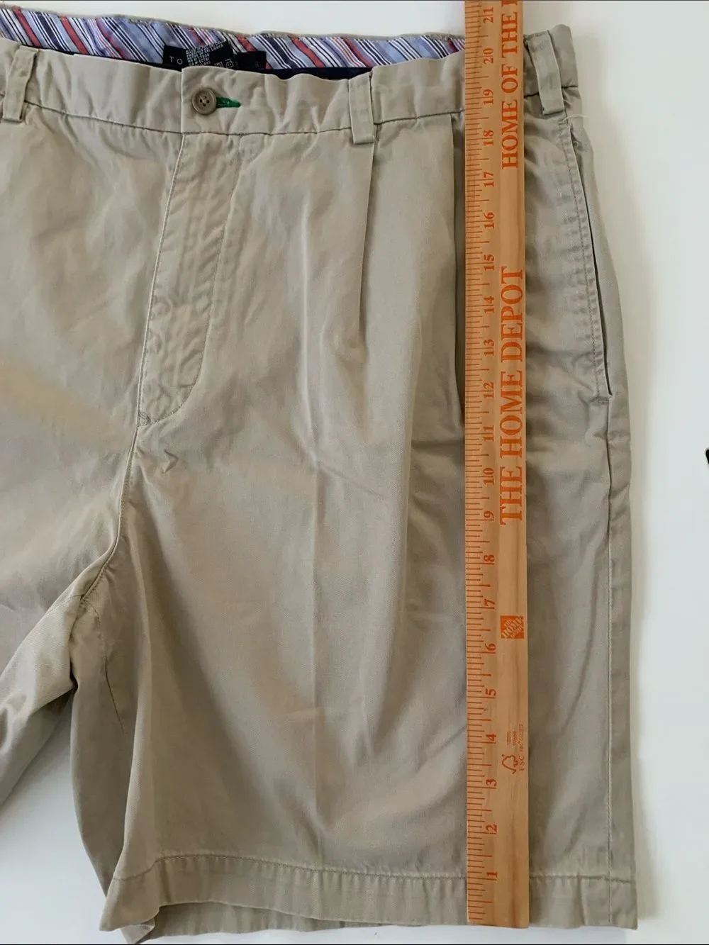Tommy Hilfiger Beige Cotton Chino Khaki Twill Pleated Casual Shorts Size 38